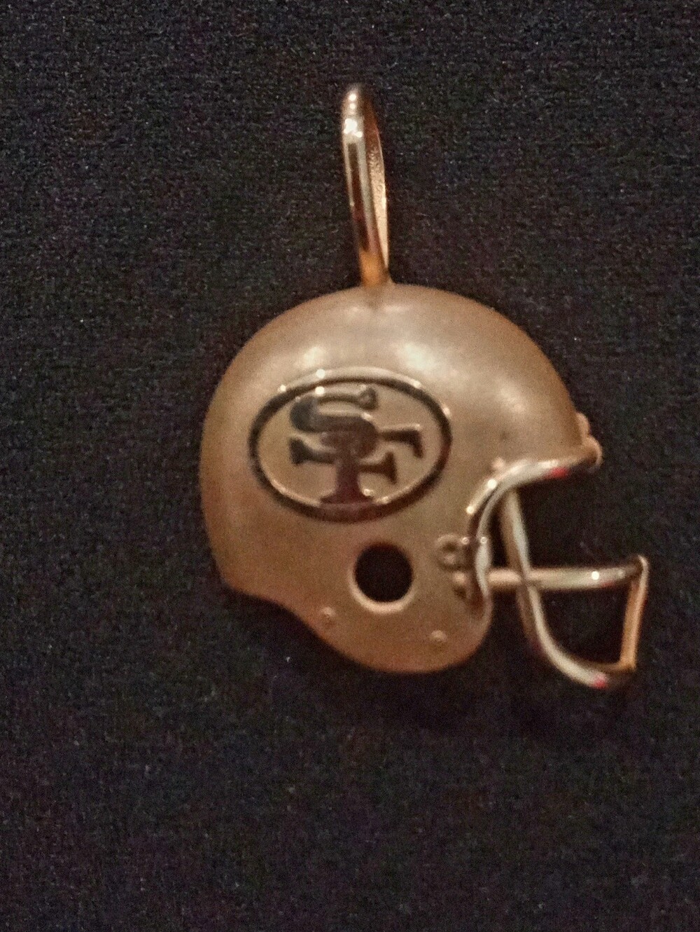 '94 San Francisco 49ers 14k Gold SF Logo Football Helmet Pendant Charm Necklace